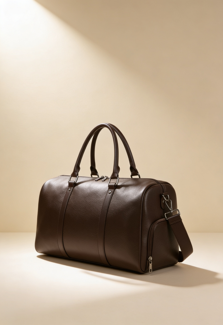 Men's Leather Holdall Weekend Bag with Shoulder Strap