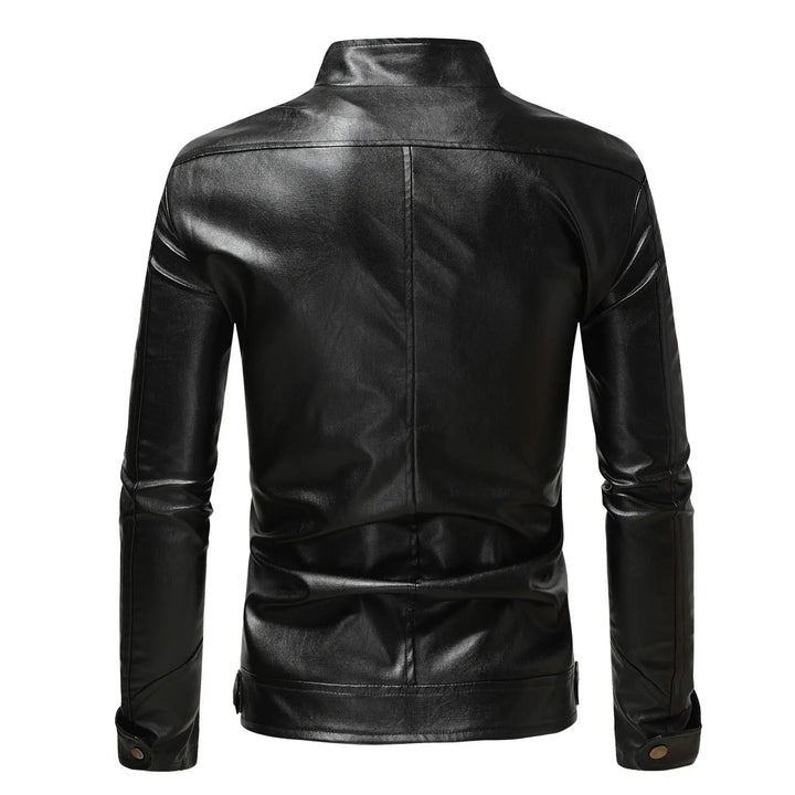 Men's Leather Jacket with Zip Chest Pockets