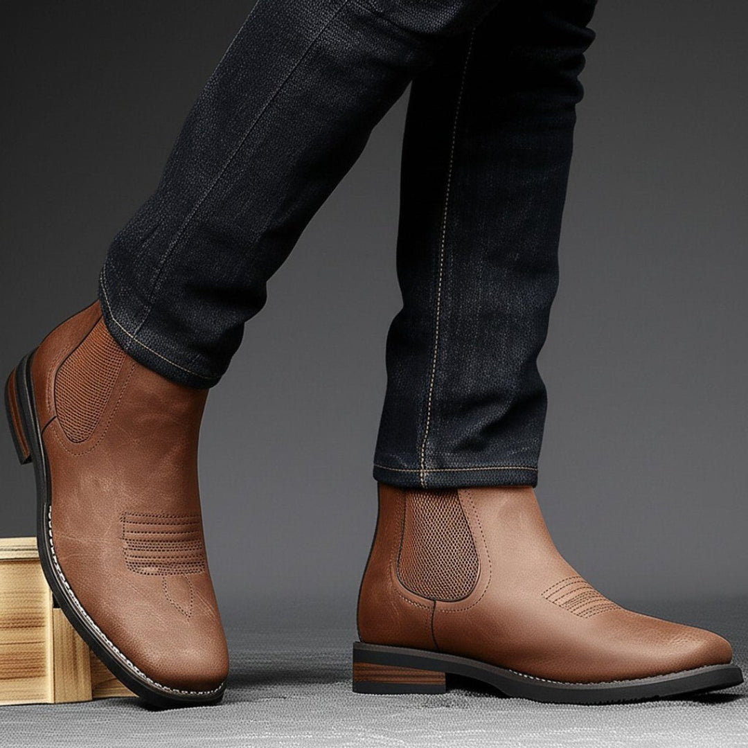 Men's Leather Chelsea Boots with Pull Tab