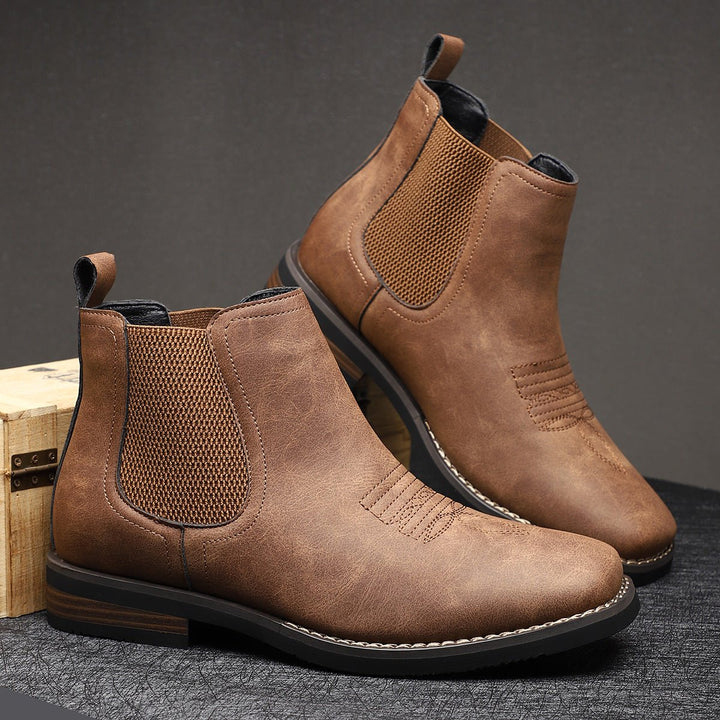 Men's Leather Chelsea Boots with Pull Tab