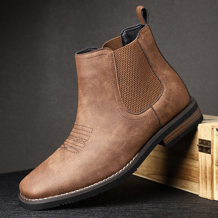 Men's Leather Chelsea Boots with Pull Tab