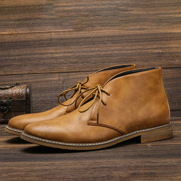 Men's Leather Chukka Boots with Lace-Up Front