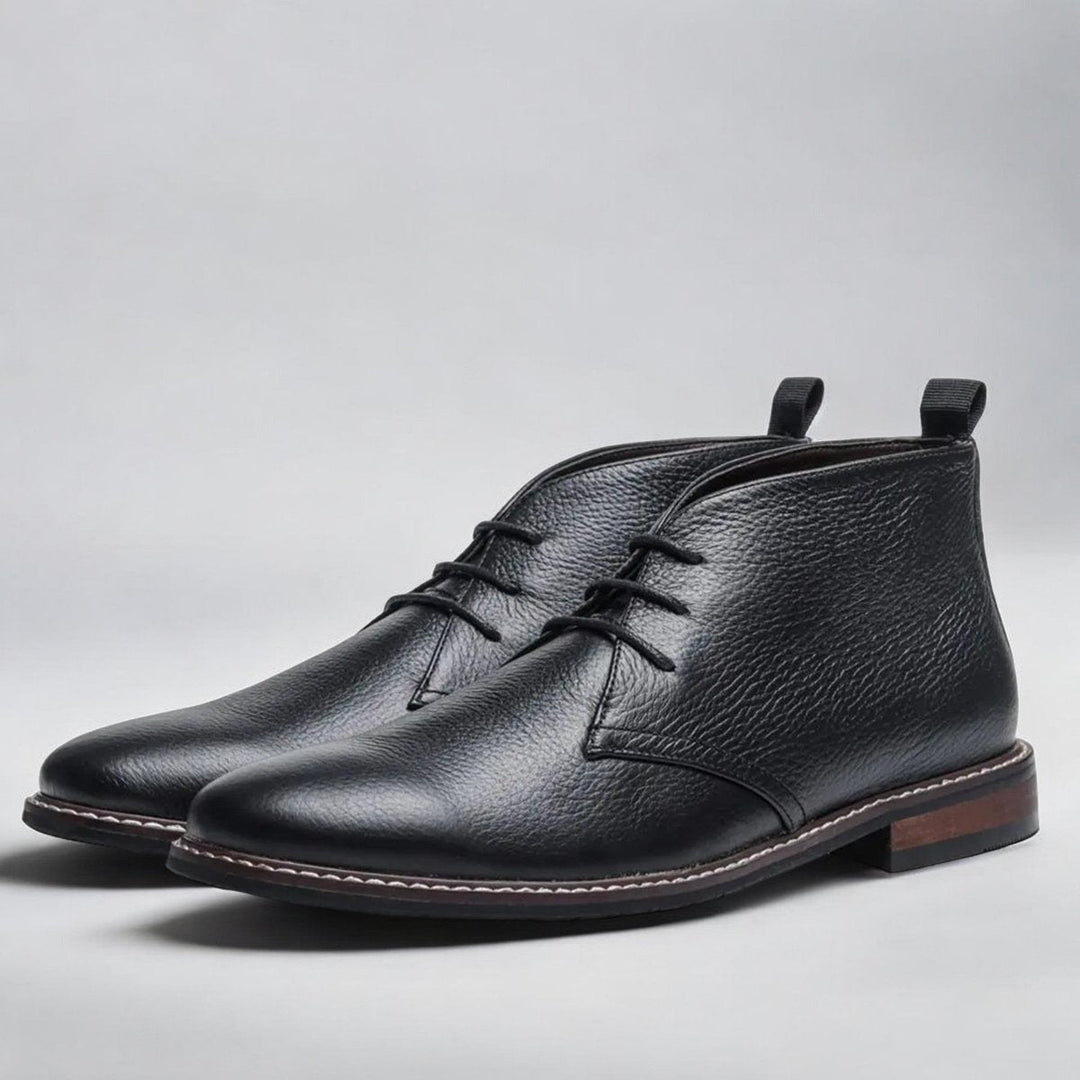 Men's Leather Chukka Boots with Lace-Up Front