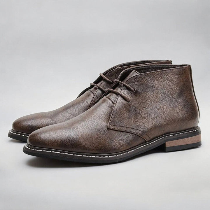 Men's Leather Chukka Boots with Lace-Up Front