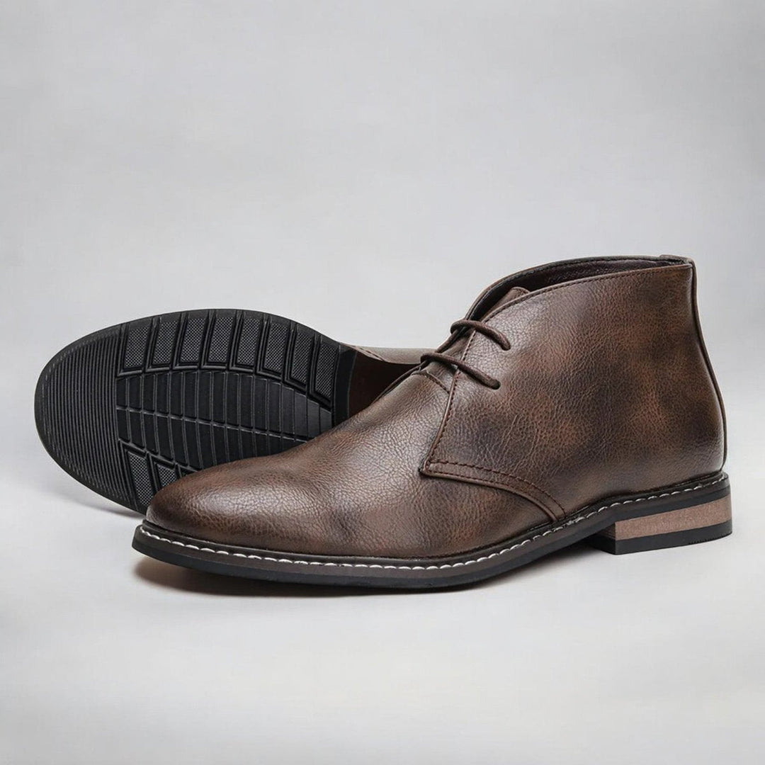 Men's Leather Chukka Boots with Lace-Up Front