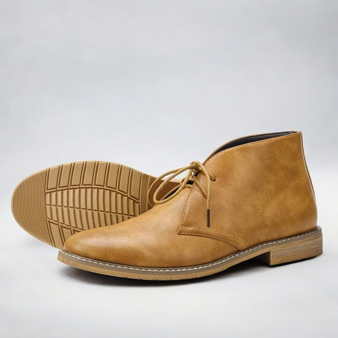 Men's Leather Chukka Boots with Lace-Up Front