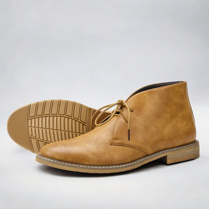 Men's Leather Chukka Boots with Lace-Up Front