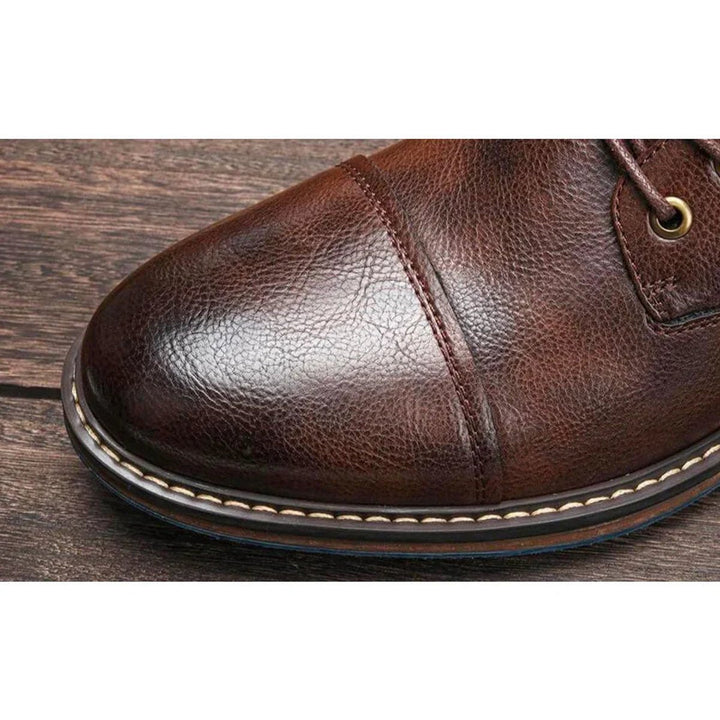 Men's Leather Cap-Toe Lace-Up Boots