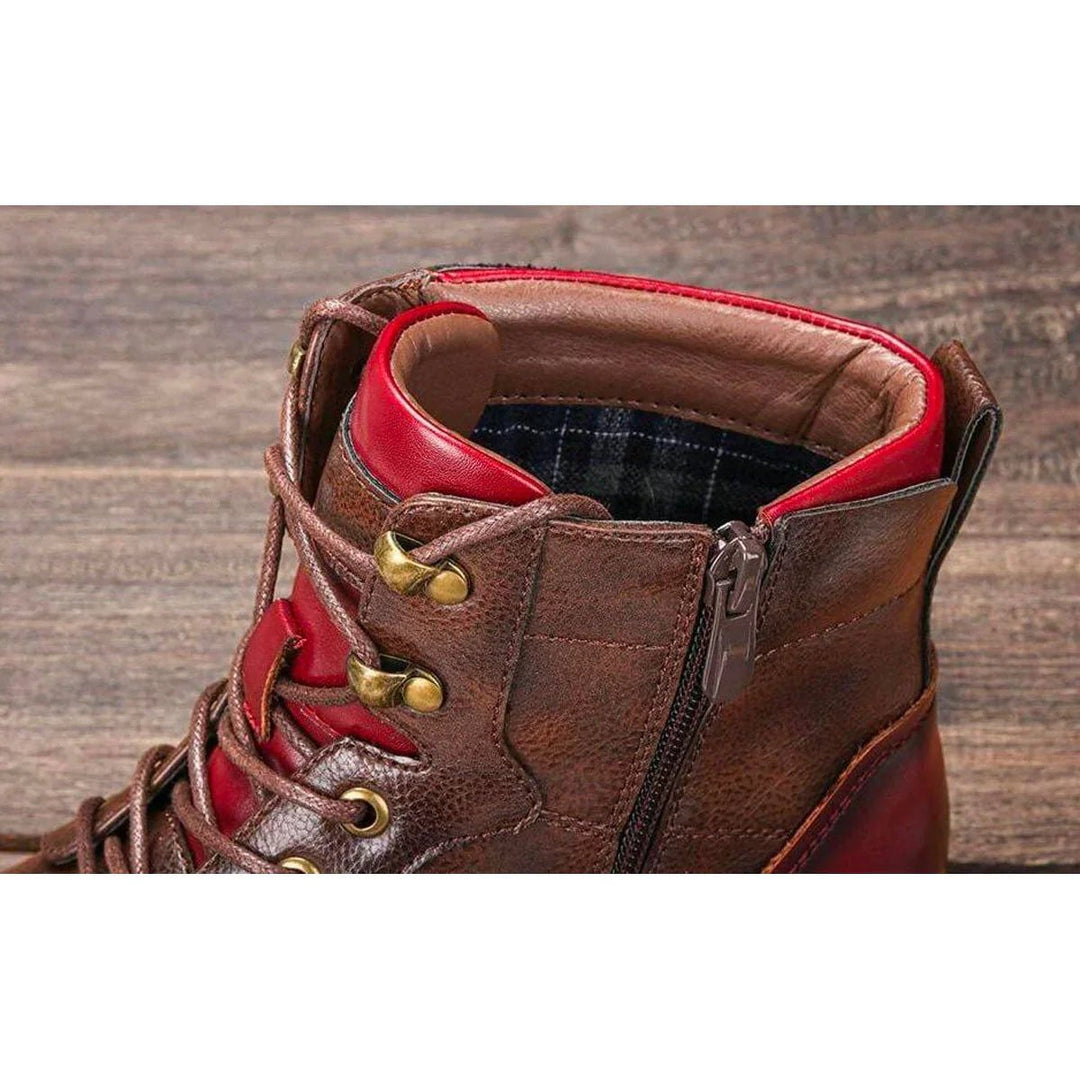 Men's Leather Cap-Toe Lace-Up Boots