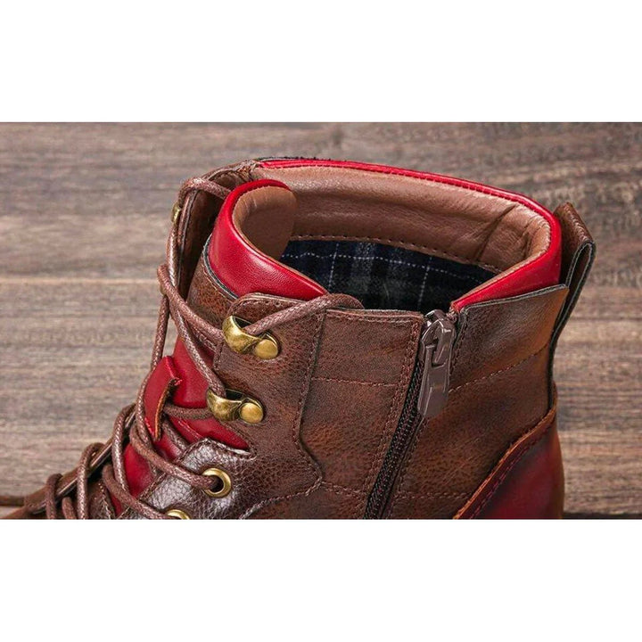Men's Leather Cap-Toe Lace-Up Boots