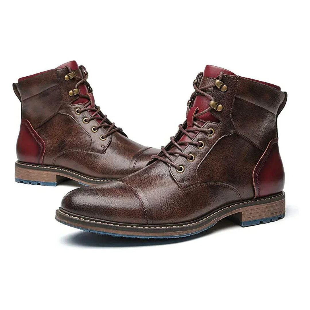 Men's Leather Cap-Toe Lace-Up Boots
