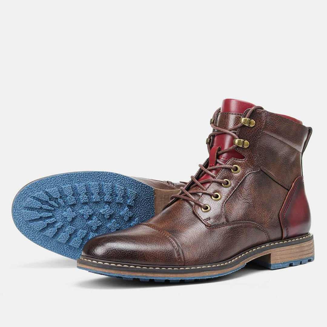 Men's Leather Cap-Toe Lace-Up Boots
