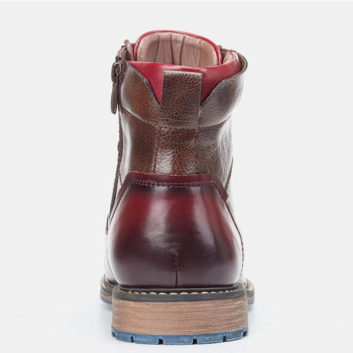 Men's Leather Cap-Toe Lace-Up Boots