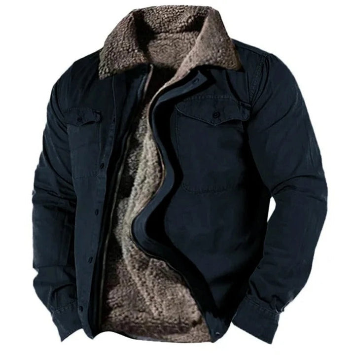 Men's Fleece-Lined Shirt Jacket with Shearling Collar