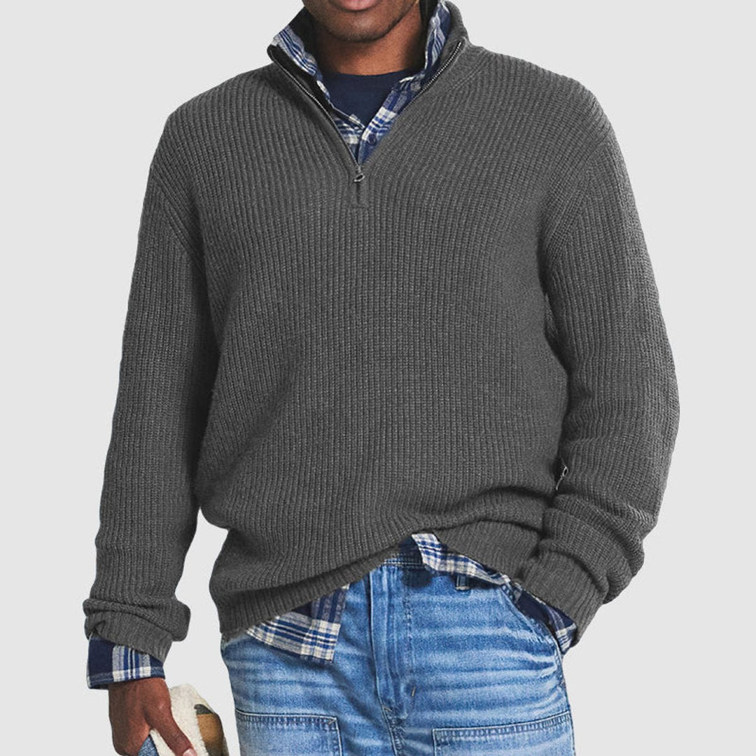 Men's Ribbed Knit Quarter-Zip Jumper