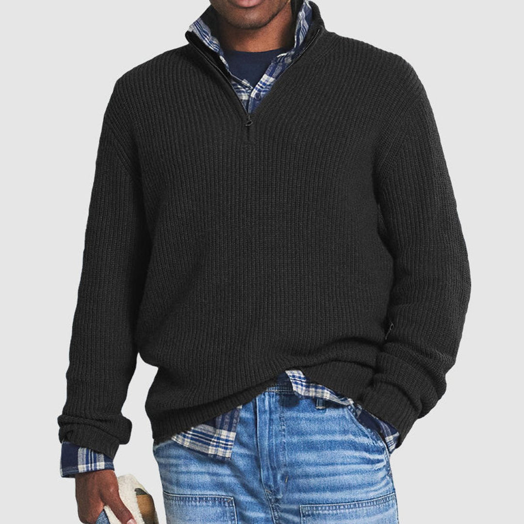 Men's Ribbed Knit Quarter-Zip Jumper
