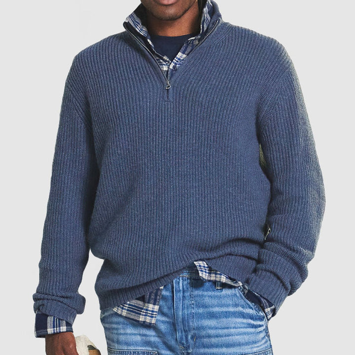 Men's Ribbed Knit Quarter-Zip Jumper