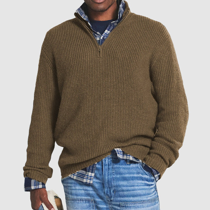 Men's Ribbed Knit Quarter-Zip Jumper