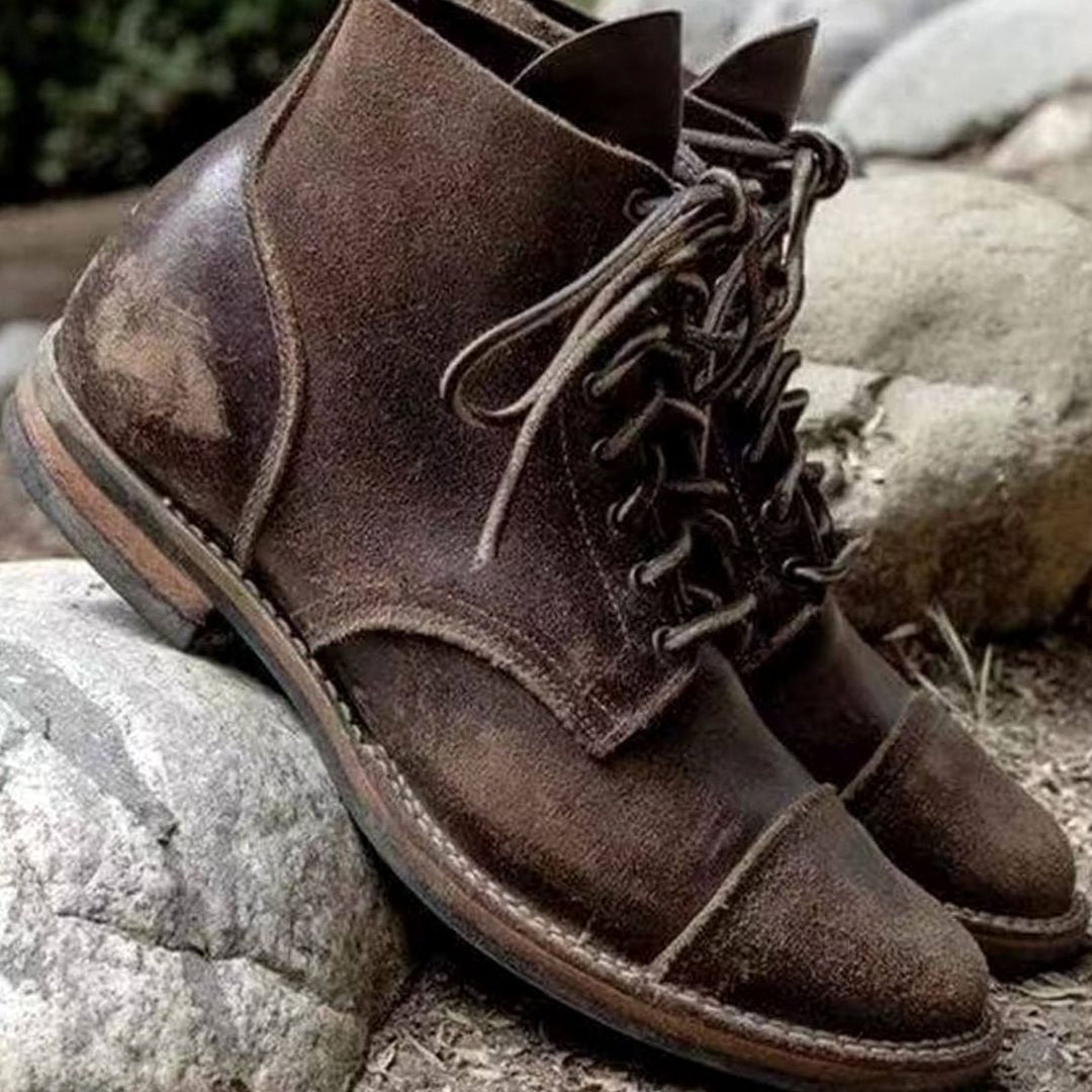 Men's Leather Lace-Up Cap-Toe Boots