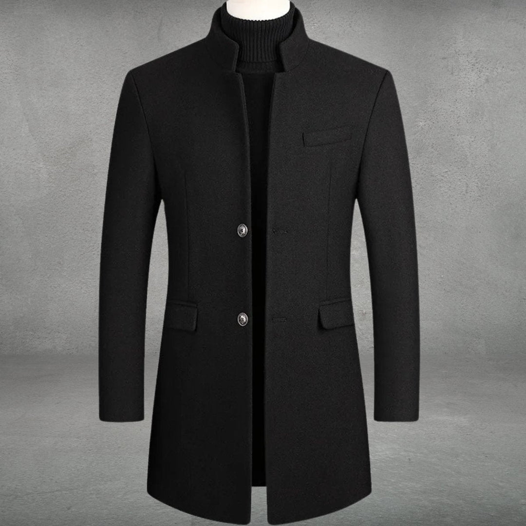 Men's Wool Stand Collar Trench Coat