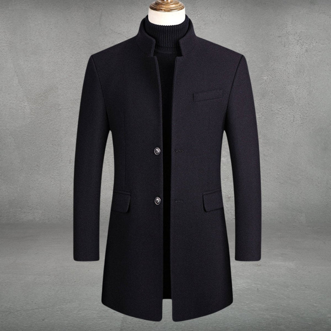Men's Wool Stand Collar Trench Coat