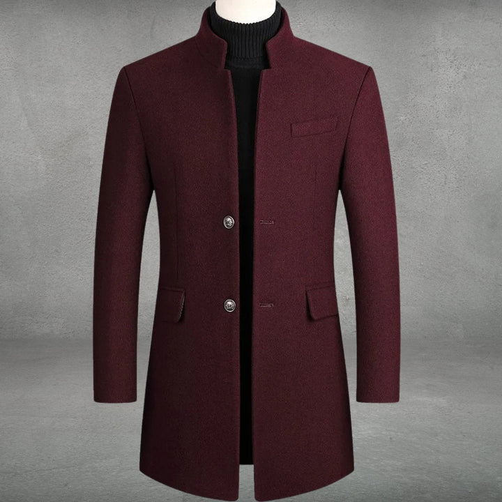 Men's Wool Stand Collar Trench Coat
