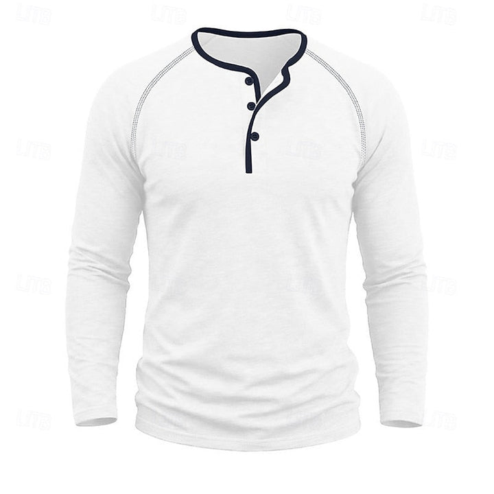Men's Raglan Sleeve Henley with Contrast Trim