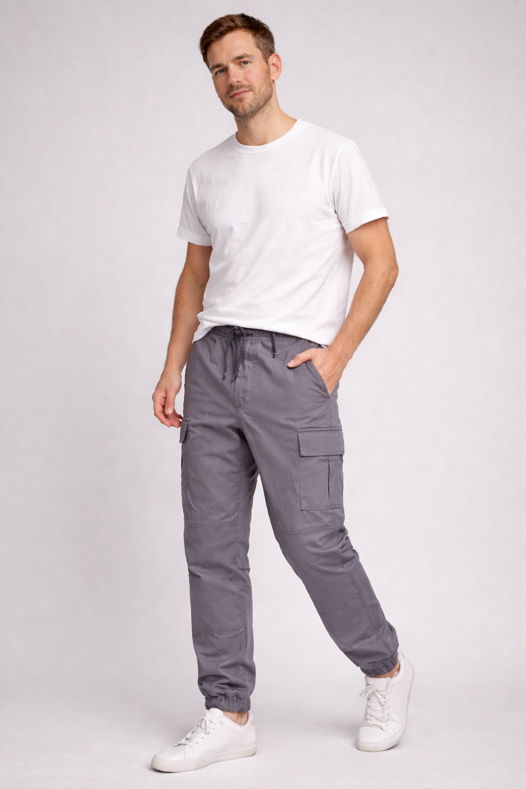 Men's Cargo Trousers with Elasticated Cuffs