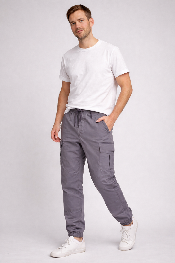 Men's Cargo Trousers with Elasticated Cuffs