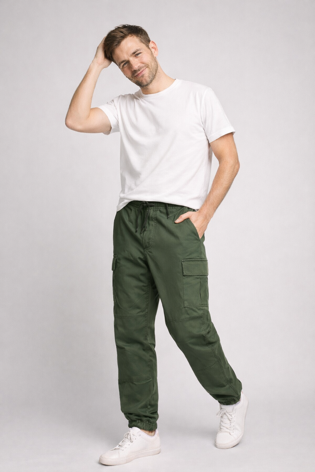 Men's Cargo Trousers with Elasticated Cuffs