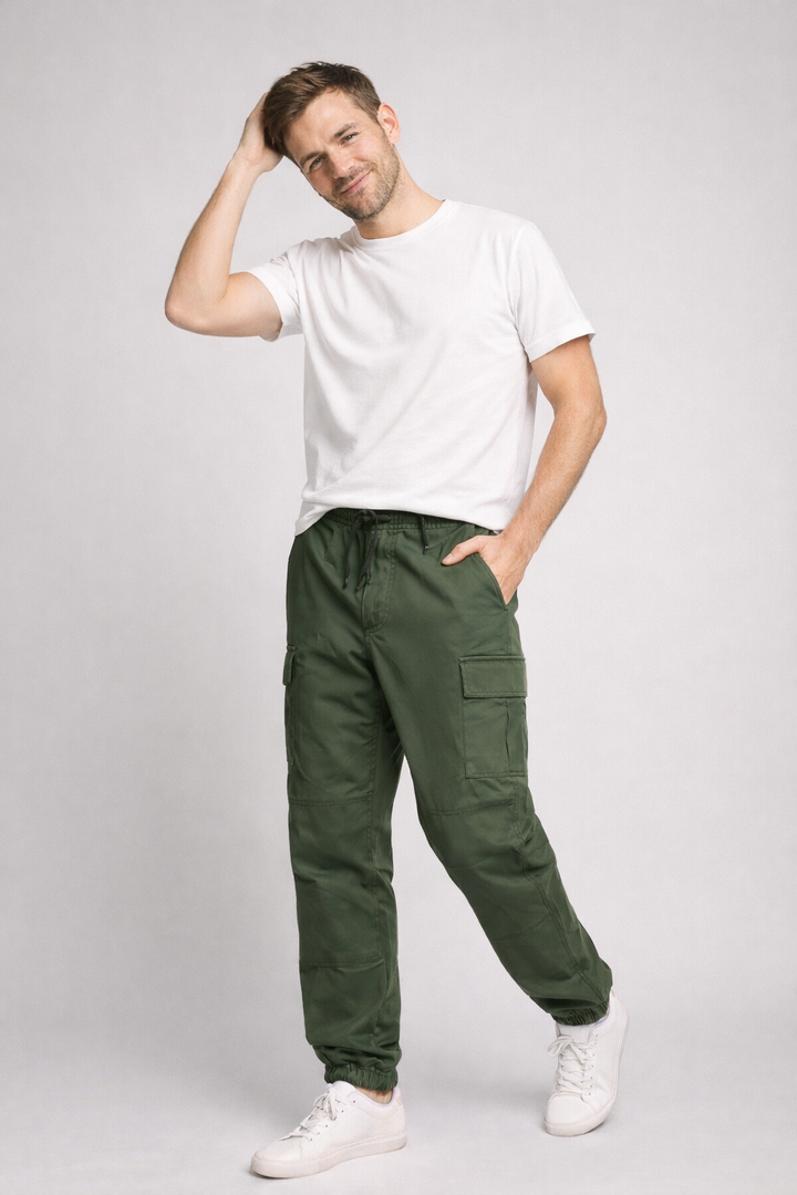 Men's Cargo Trousers with Elasticated Cuffs