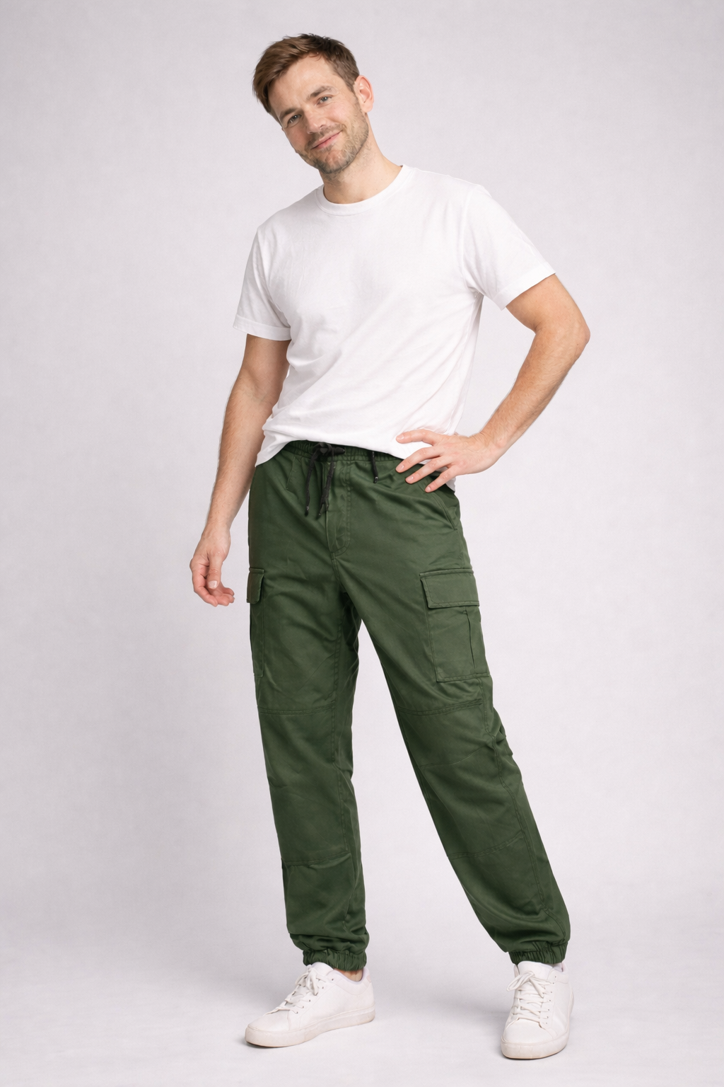 Men's Cargo Trousers with Elasticated Cuffs