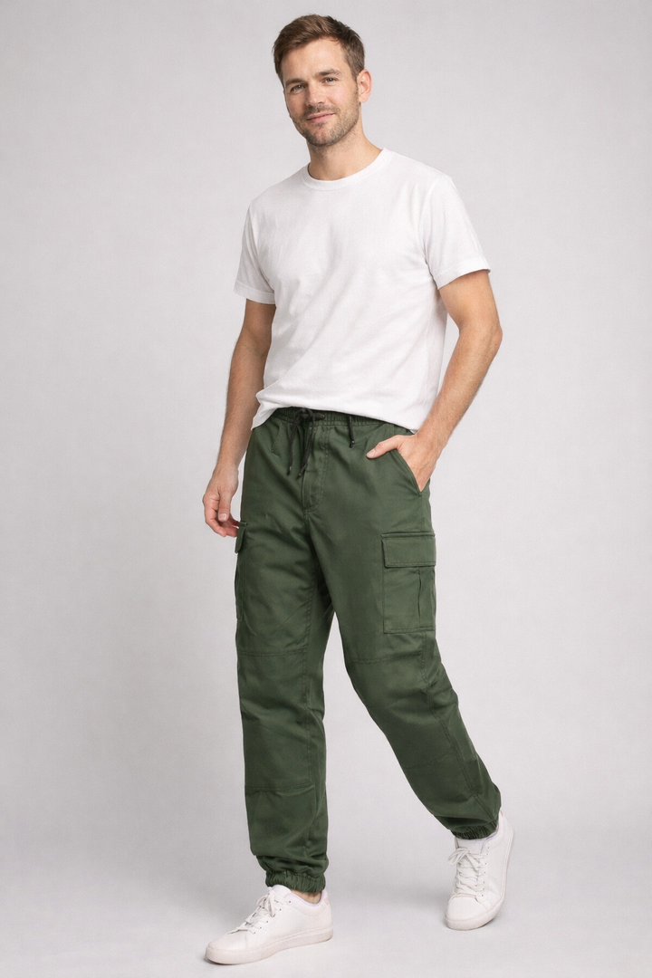 Men's Cargo Trousers with Elasticated Cuffs