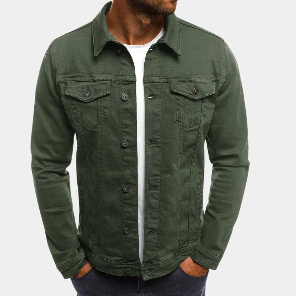Men's Classic Denim Trucker Jacket - Army Green