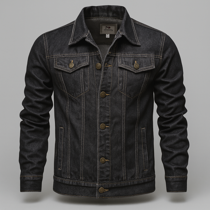 Men's Denim Trucker Jacket with Button Chest Pockets