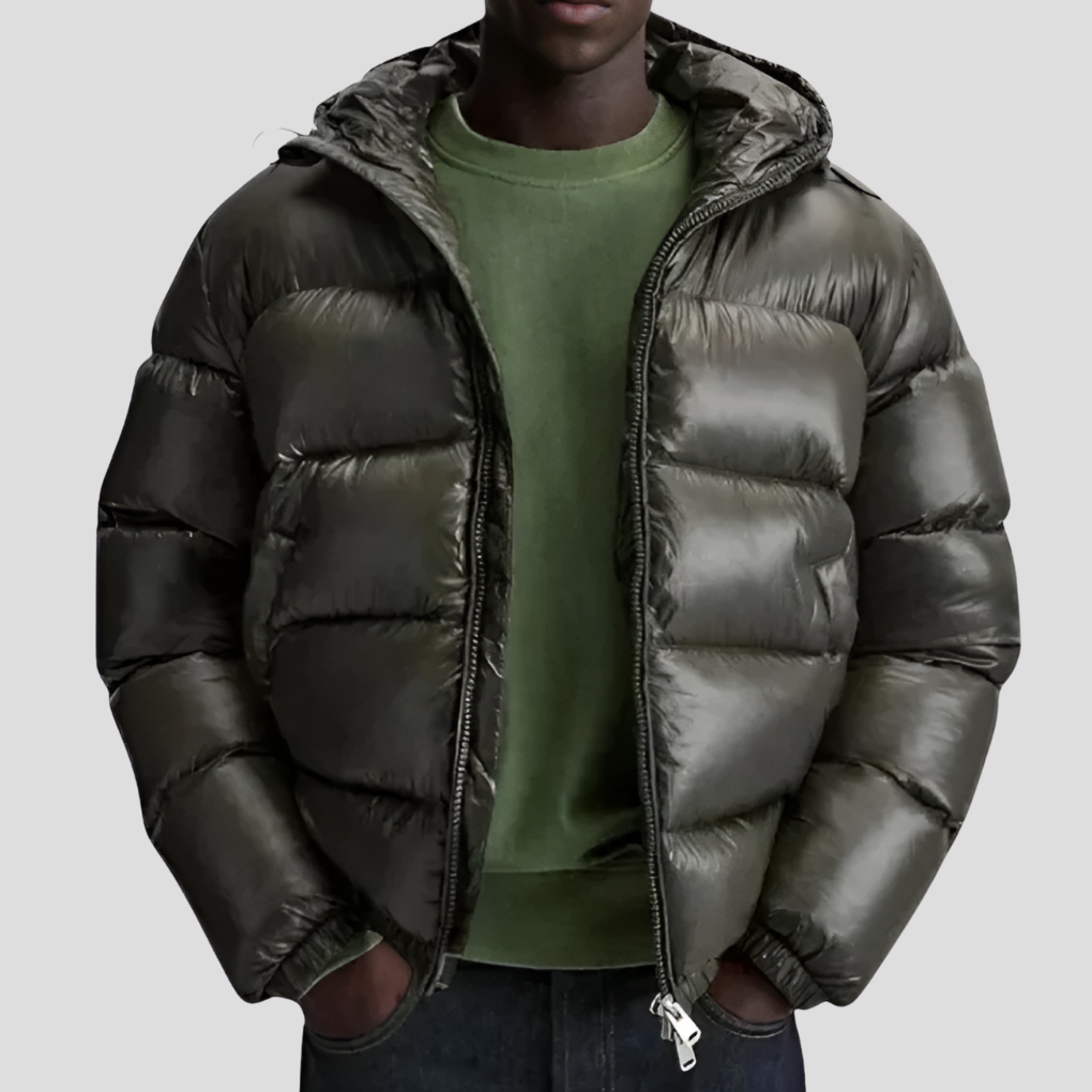 Men's Insulated Hooded Winter Jacket - Green