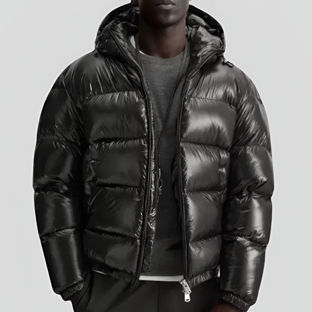 Men's Insulated Hooded Winter Jacket - Black
