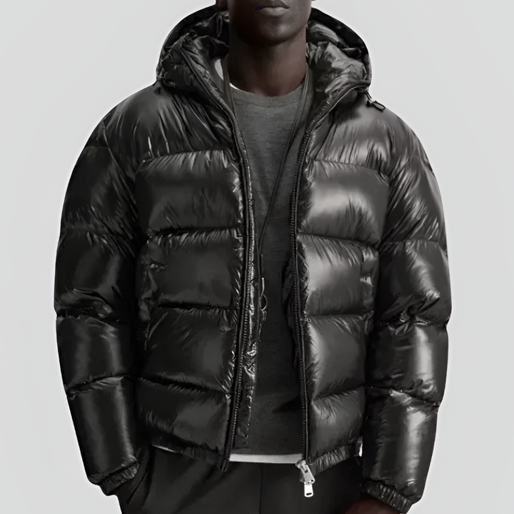 Men's Insulated Hooded Winter Jacket - Black