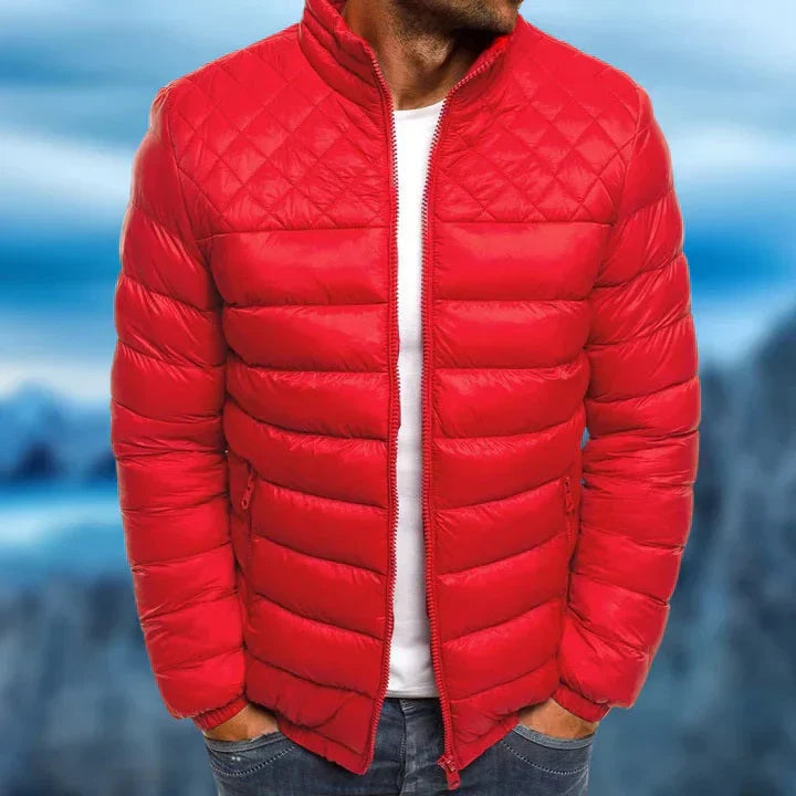 Men's Quilted Puffer Jacket - Red