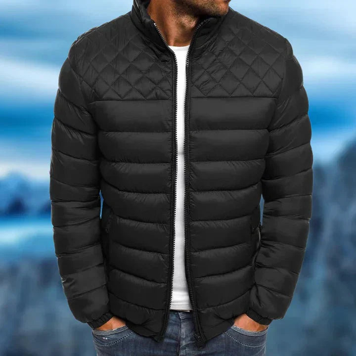 Men's Quilted Puffer Jacket - Black