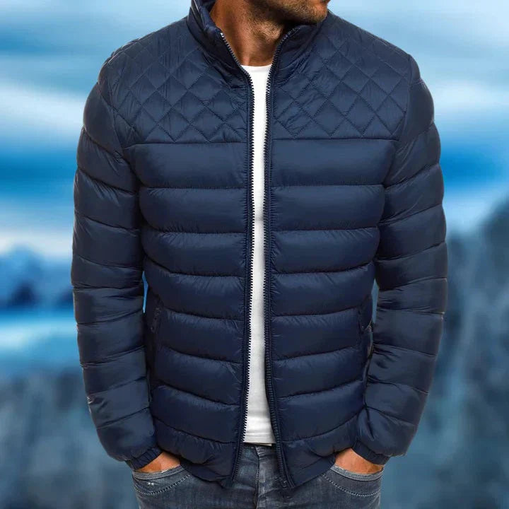 Men's Quilted Puffer Jacket - Dark Blue
