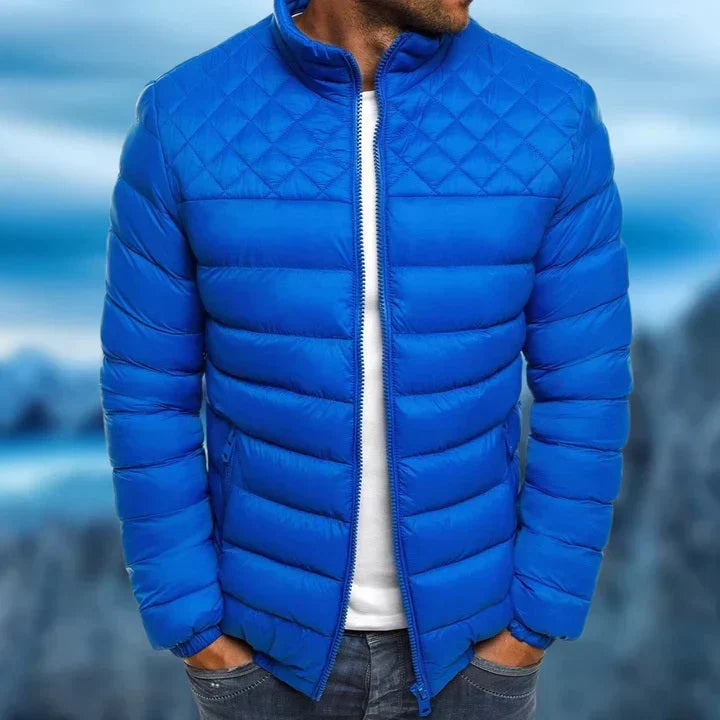 Men's Quilted Puffer Jacket - Blue