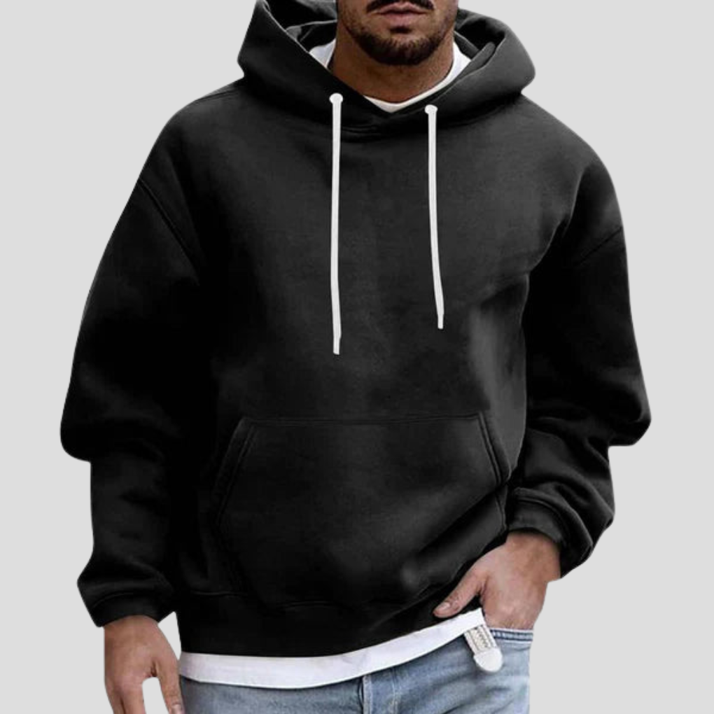 Men's Knitted Pullover Hoodie with Front Pouch Pocket
