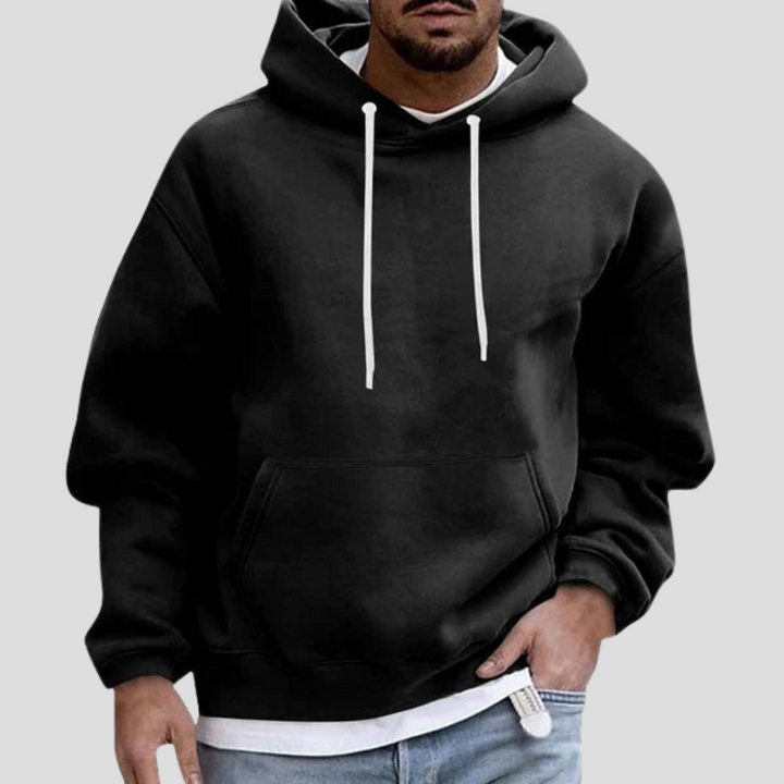 Men's Knitted Pullover Hoodie with Front Pouch Pocket