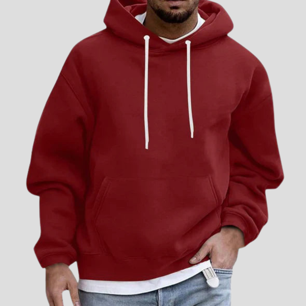Men's Knitted Pullover Hoodie with Front Pouch Pocket