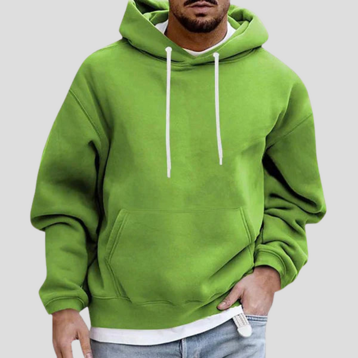 Men's Knitted Pullover Hoodie with Front Pouch Pocket
