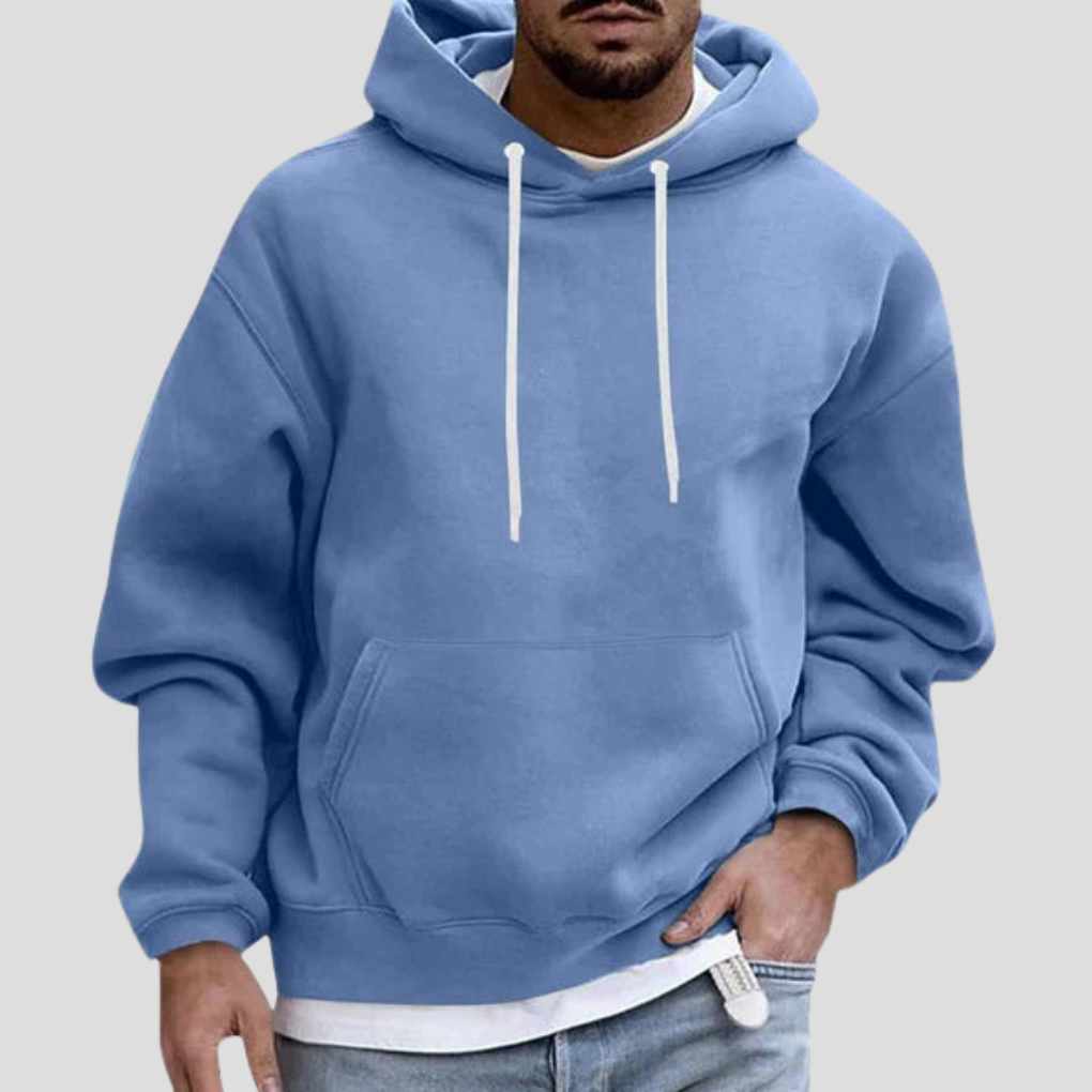 Men's Knitted Pullover Hoodie with Front Pouch Pocket