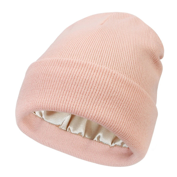 Women's Wool Beanie Hat with Silk Lining