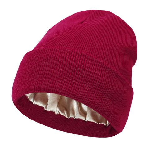 Women's Wool Beanie Hat with Silk Lining