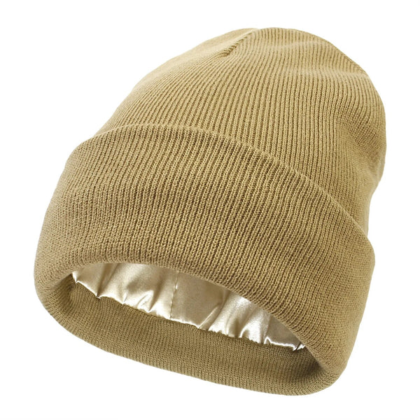 Women's Wool Beanie Hat with Silk Lining
